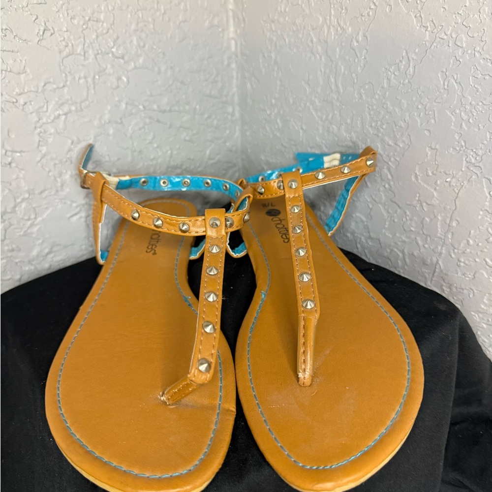 Chatties Tan Studded Sandals